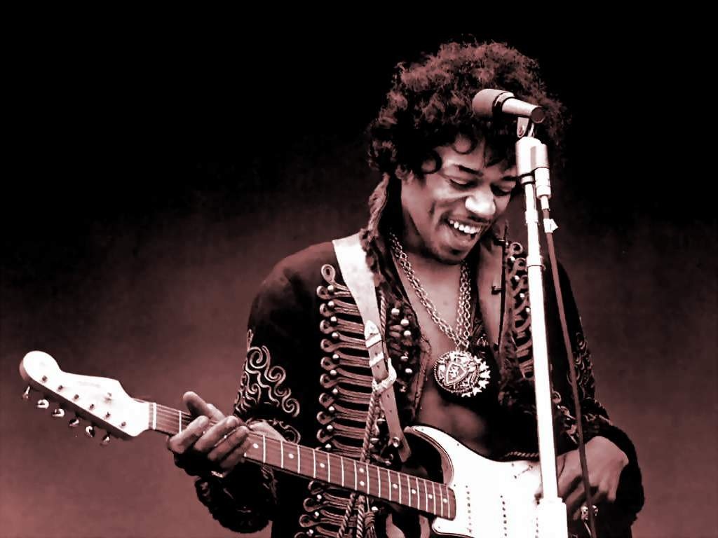 Jimi Hendrix black and white Woodstock 1969